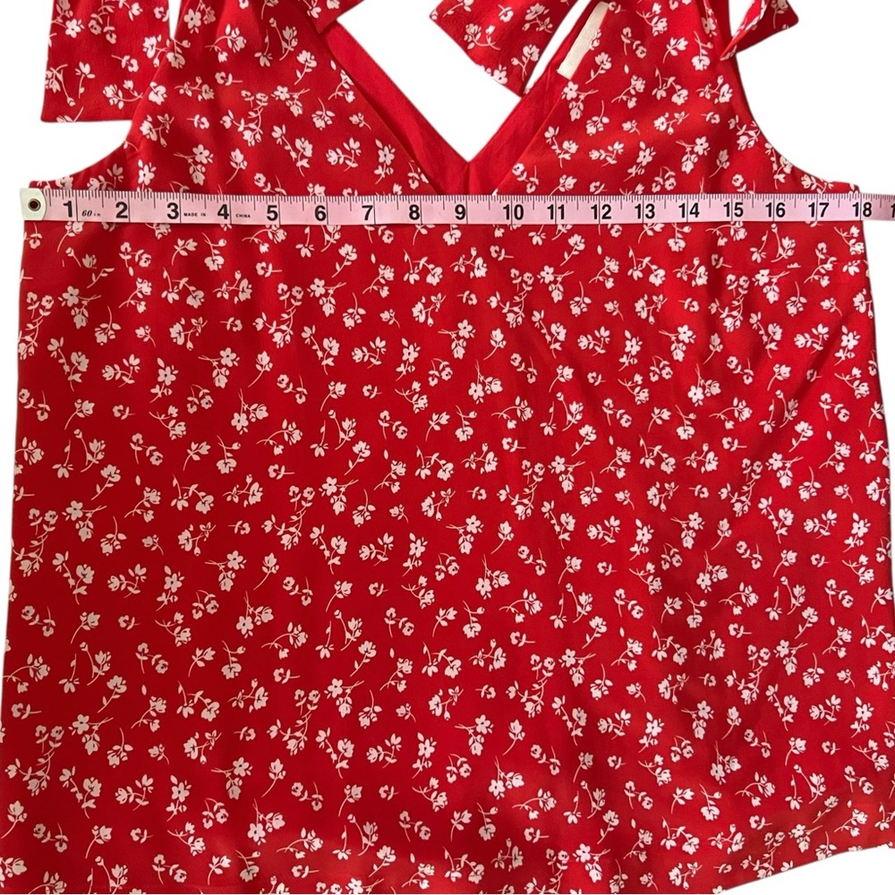 Sezane Lara Red Mini Flowers Floral Tie-Shoulder Blouse size 38/6 EUC - Picture 7 of 11
